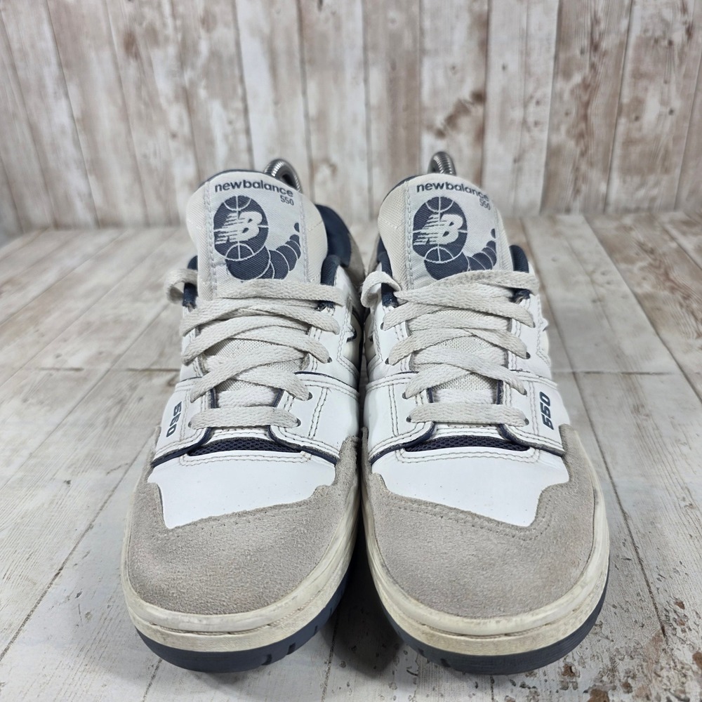 New Balance 550 White Navy Grey Leather Suede Sneakers Womens 7 Mens 5.5 - Picture 2 of 8